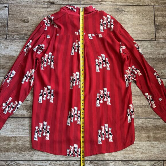 Chico's Designs Red Black Rayon Japanese Women Print Size 2 - Picture 8 of 12